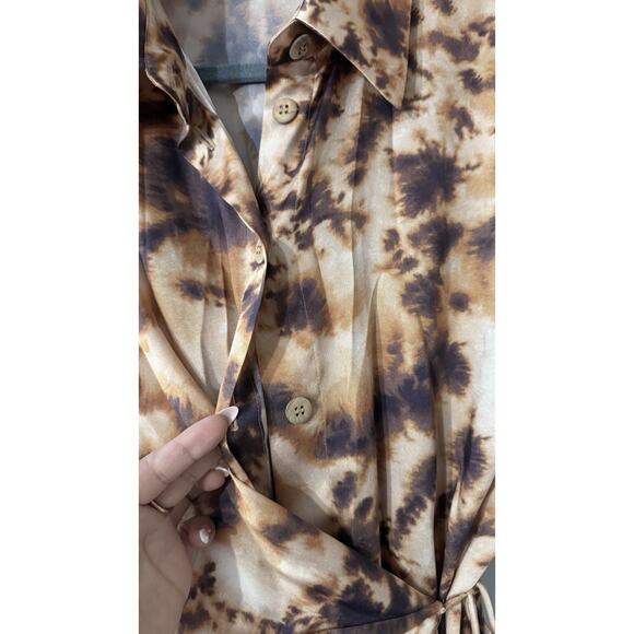 Nanushka Brown Tie Dye Bisso Dress Size Medium $550 - Picture 8 of 9